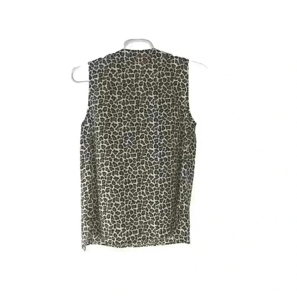 Michael Kors Women's Animal Print Lace Up Black Brown Sleeveless Tank Top sz L - Picture 3 of 11